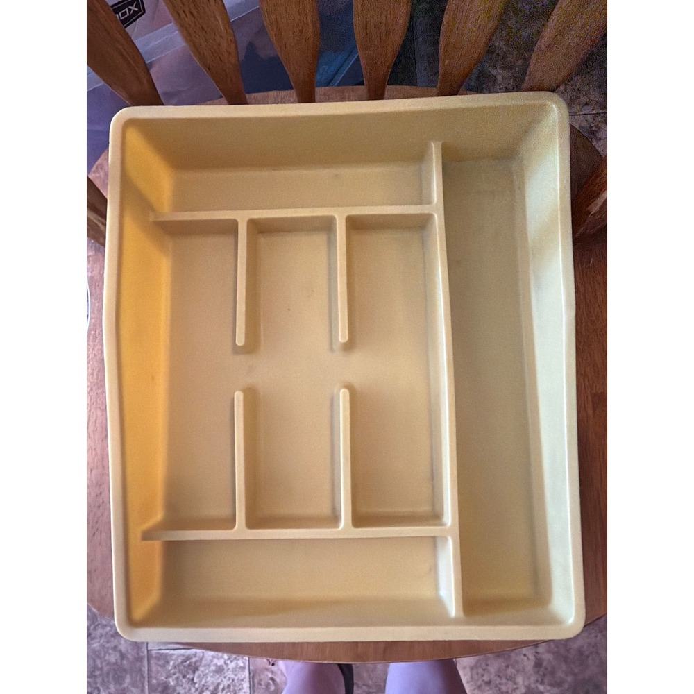 Vintage Rubbermaid Party Plan 2924 Harvest Gold Silverware Drawer Organizer Tray
